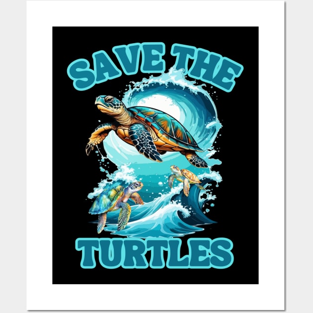 Save The Turtles Ocean Animal Rights Activist Sea Turtle Wall Art by BaliChili